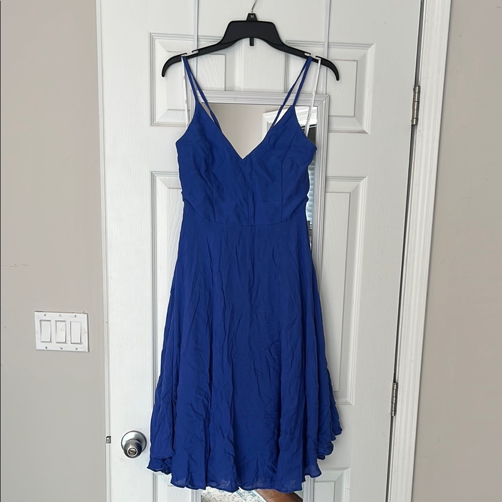 Elegant Blue Spaghetti Strap Dress